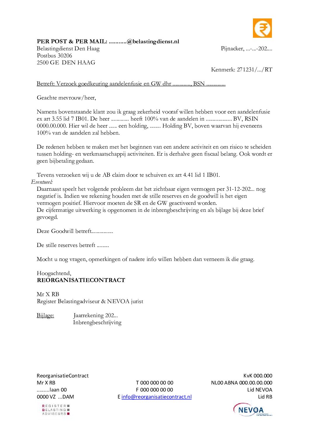 Verzoek goedkeuring aandelenfusie